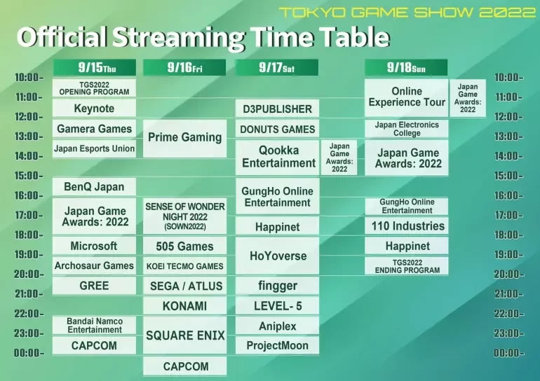 calendario streaming tokyo game show
